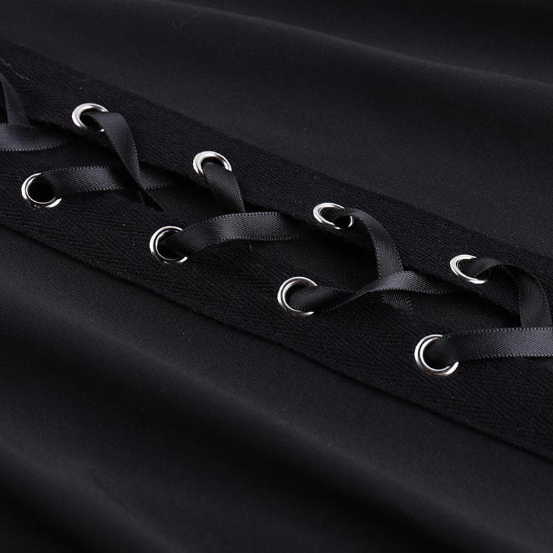 Witchy & Wild: High-Waist Lace-Up Flared Pants - Edgy Bell Bottoms for Fall & Halloween