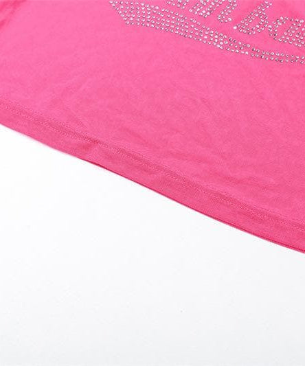 Y2K Glam "Pinkbaby" Rhinestone Mesh Halter Crop Top - Edgy Fall Party & Halloween Essential