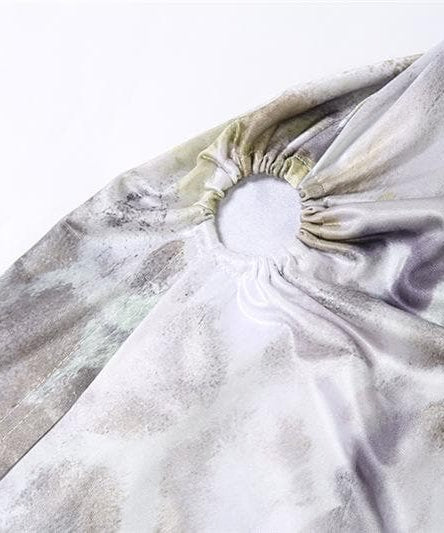 Chic Abstract Satin Cowl Neck Maxi Dress with O-Ring Back & High Slit - Fall & Holiday Party Ready