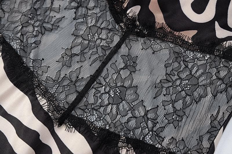 Statement Zebra Print Maxi Dress | Lace Cutout & High Slit for Fall Glam