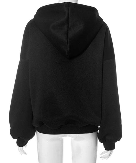 Spooky Chic Rhinestone Rib Cage Heart Hoodie - Cozy Oversized Fall & Halloween Fashion