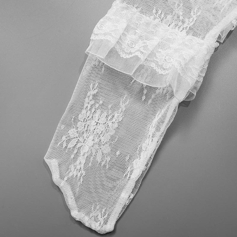 Spellbinding Gothic Lace Ruffle Thigh-High Stockings - Halloween & Dark Romance Essential