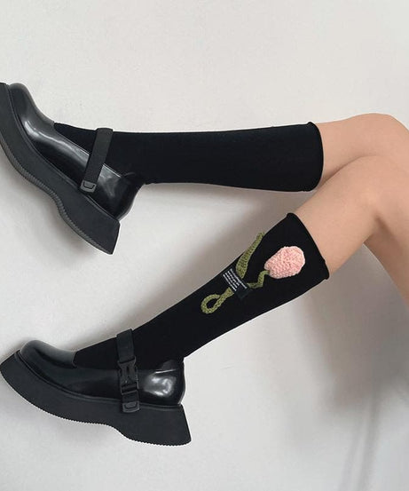 Cozy Chic Tulip Ruffle Knee-High Socks - Autumn's Must-Have Fashion Statement