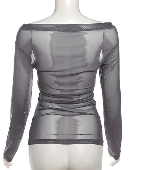 Sparkle & Sheer Off-Shoulder Top: Your Daring Fall & Holiday Statement Piece
