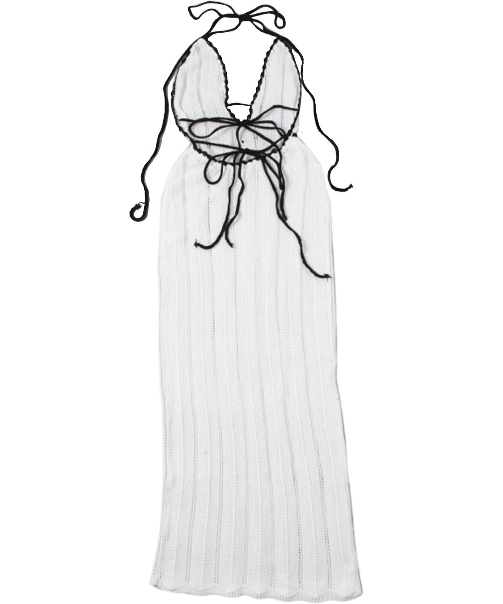 Chic Halter Backless Knit Maxi Dress - Your Essential Winter Getaway & Resort Style