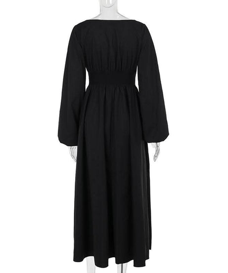 Gothic Cathedral Corset Maxi Dress | Deep V-Neck & Slit - Fall & Halloween Style