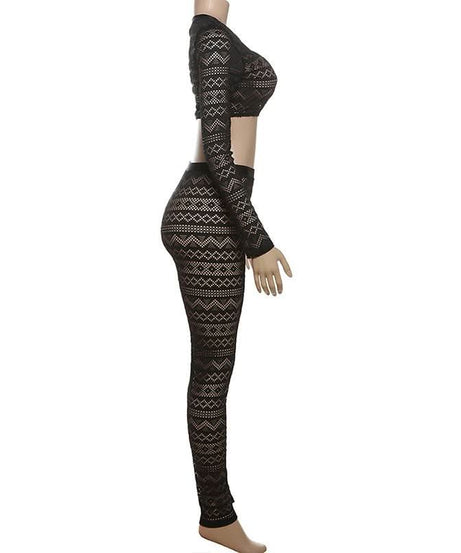 Mystic Sheer Knit Crop Top & Leggings Set | Fall Getaway & Halloween Ready Co-ord