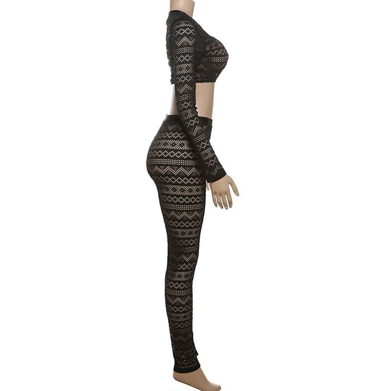 Mystic Sheer Knit Crop Top & Leggings Set | Fall Getaway & Halloween Ready Co-ord