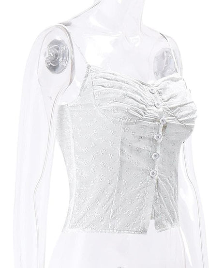 Chic White Embroidered Cami Top - Effortless Fall Layering & Transitional Style