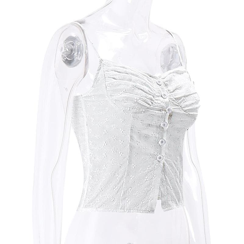Chic White Embroidered Cami Top - Effortless Fall Layering & Transitional Style