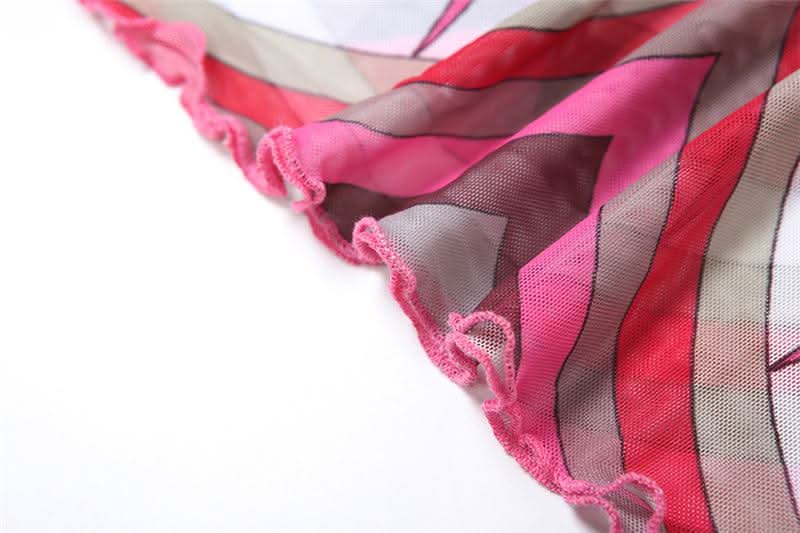 Fall & Holiday Glam: Geo-Abstract Mesh Maxi Dress - Long Sleeve Bodycon Statement