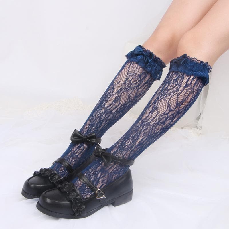 Vintage-Inspired Lace Bow Knee-High Socks | Fall & Halloween Essential for Women