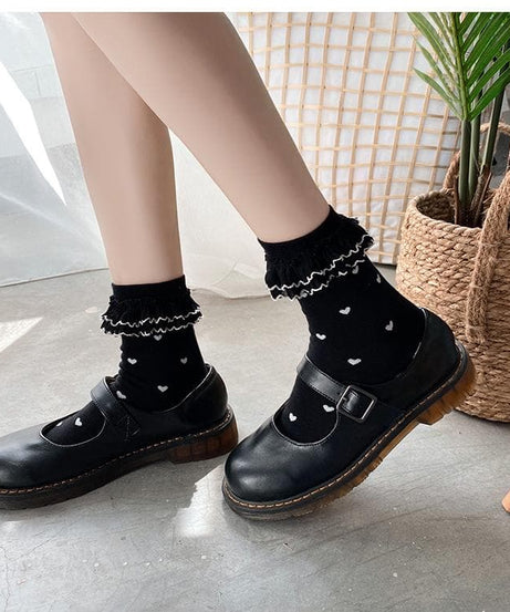 Darling Ruffle Heart Crew Socks | Cozy Fall & Holiday Style for Her
