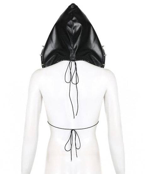 Fierce Spiked Faux Leather Bra Top - Halloween & Festival Ready Statement
