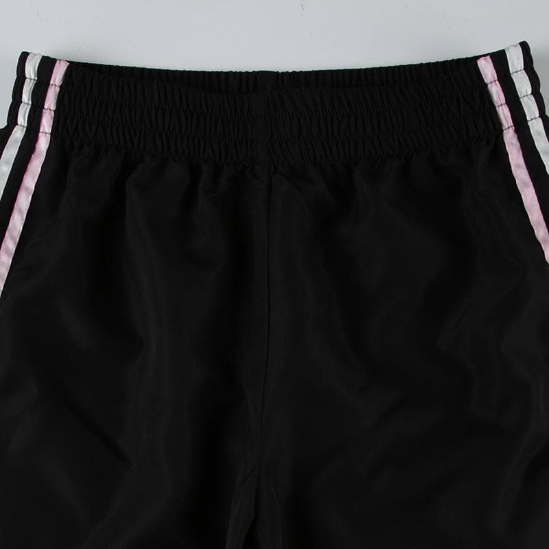 Chic Black Wide-Leg Side-Stripe Pants | Women's Fall Athleisure & Cozy Comfort