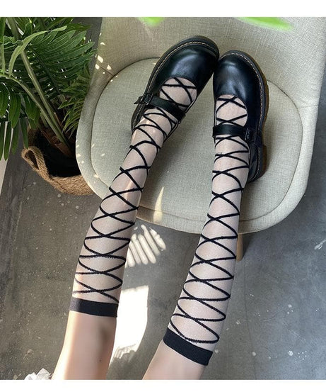 Chic Criss-Cross Knee-High Socks - Balletcore & Coquette Fall Fashion Essential