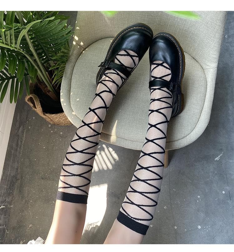 Chic Criss-Cross Knee-High Socks - Balletcore & Coquette Fall Fashion Essential