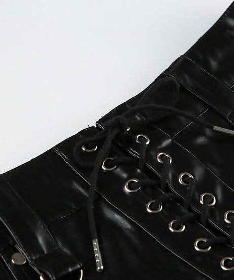 Edgy Faux Leather Lace-Up Hot Shorts | Y2K Baddie Style for Fall & Halloween