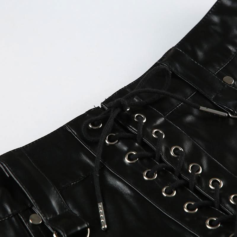 Edgy Faux Leather Lace-Up Hot Shorts | Y2K Baddie Style for Fall & Halloween