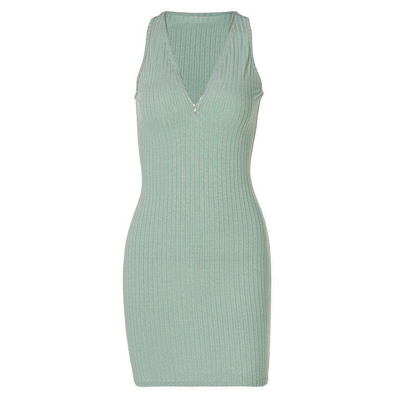 Sleek & Chic Ribbed Zip-Front Mini Dress - Your Go-To Fall Staple