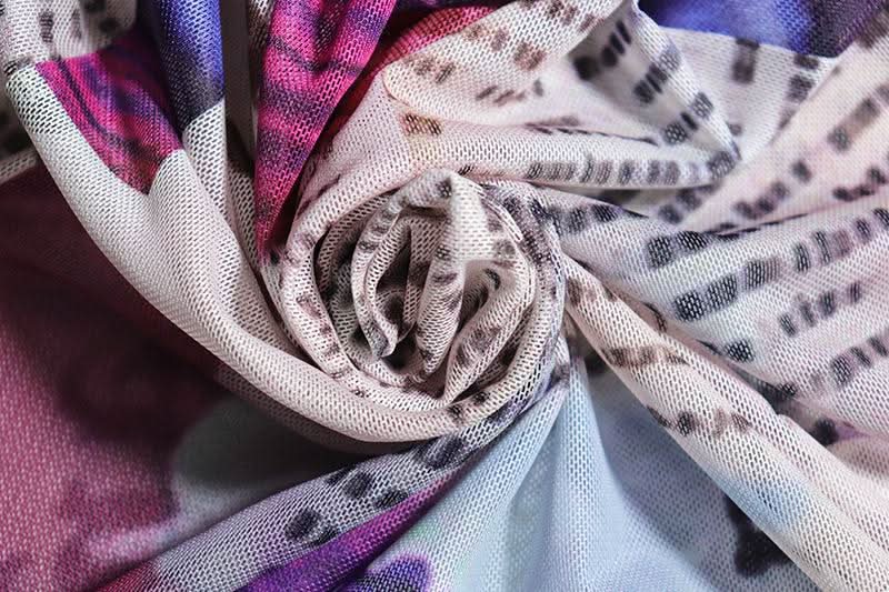 Fall Ready: Edgy Abstract Mesh Two-Piece Set - Long Sleeve Crop Top & Bodycon Maxi Skirt