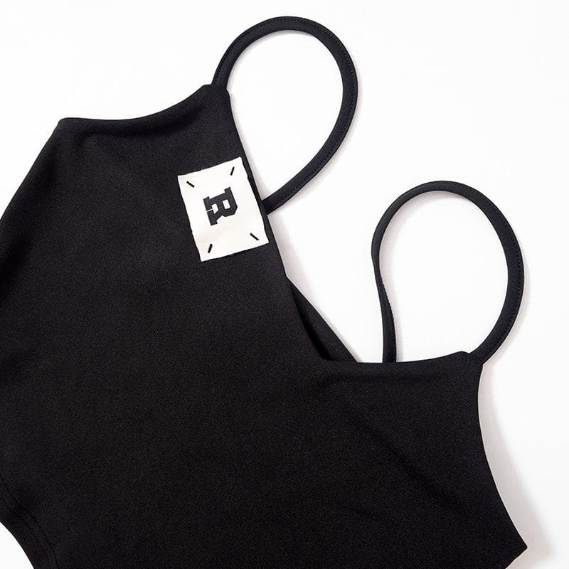 Spooky Season Stunner: 'B' Detail Mesh Flare Cami & Pant Set - Edgy Night Out Look