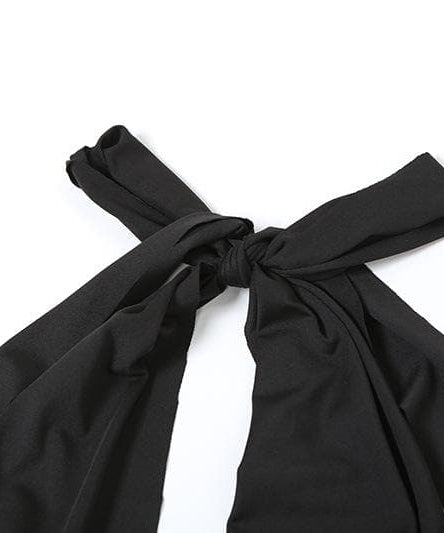 Alluring Black Halter V-Neck Ruched Backless Maxi Dress - Your Fall & Holiday Party Statement