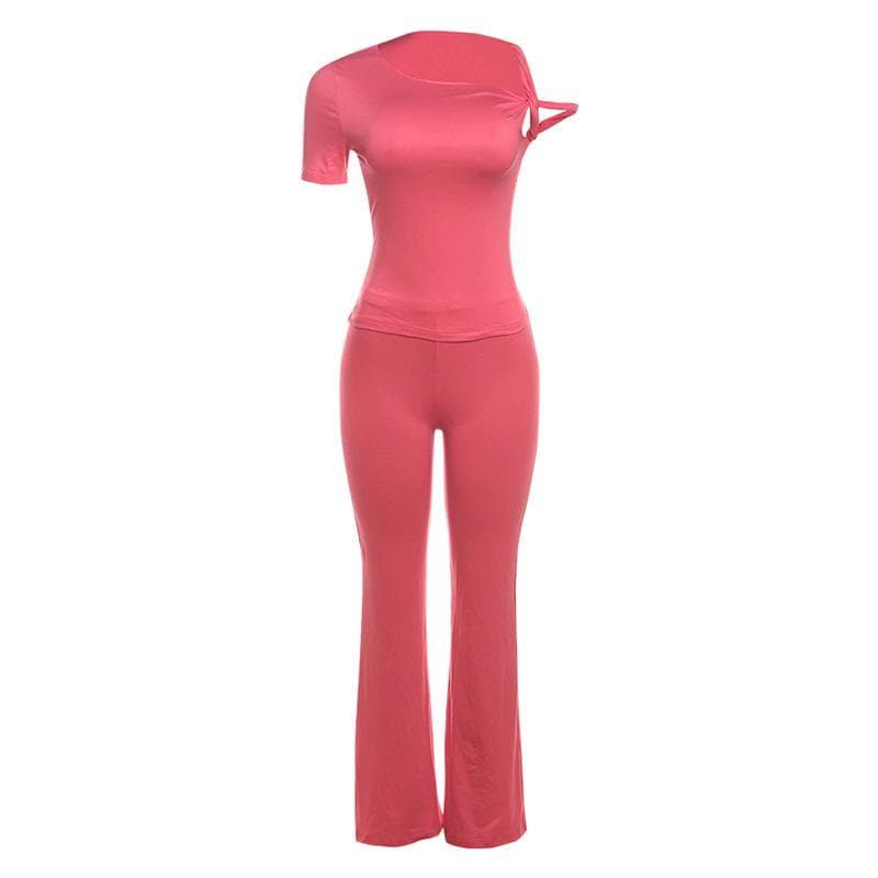 Women's Fall Chic Knot-Detail Lounge & Go Pant Set - Comfy & Stylish 2-Piece Outfit