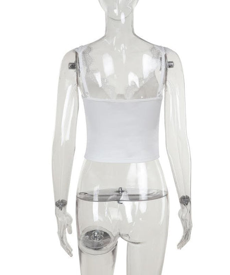 Gothic Romance Lace Trim Bustier Cami Top - Fall V-Neck Tank for Edgy Chic