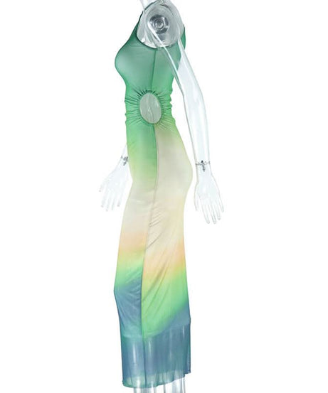 Mesmerizing Ombre One-Shoulder Cut-Out Maxi Dress - Elevate Your Fall & Holiday Style
