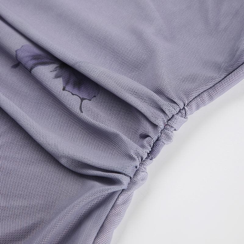 Trendy Butterfly Mesh Ruched Mini Dress - Your Fall Night Out Staple