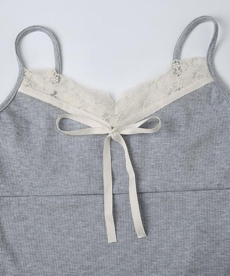 Effortless Y2K Ribbed Lace Cami Top - Fall's Must-Have Layering Piece