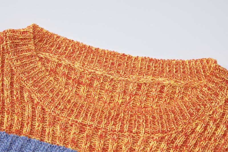 Chic Colorblock Knit Two-Piece Set: Fall Cutout Crop Top & Mini Skirt