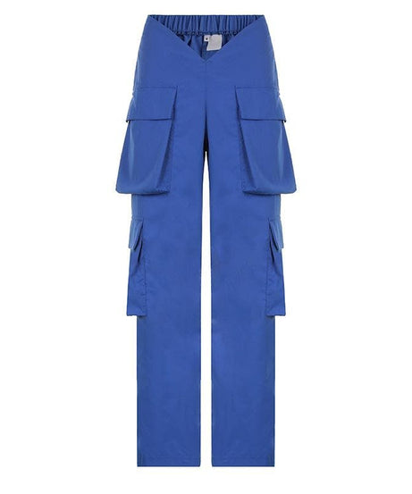 Effortless Royal Blue V-Waist Cargo Pants – Your Chic Fall Fashion Staple