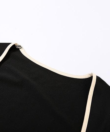 Fall Comfort & Style: Y2K Contrast Tie Crop Top & Flare Pant Lounge Set for Women
