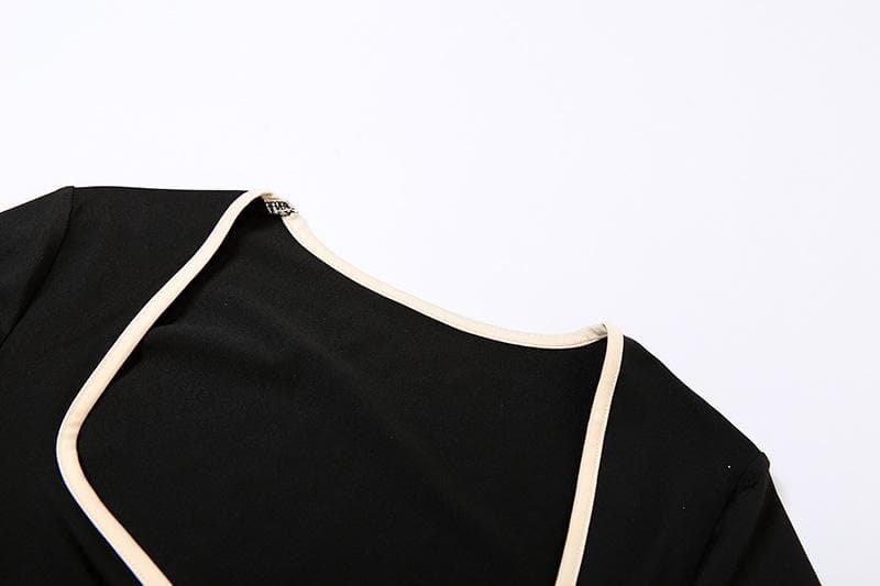 Fall Comfort & Style: Y2K Contrast Tie Crop Top & Flare Pant Lounge Set for Women