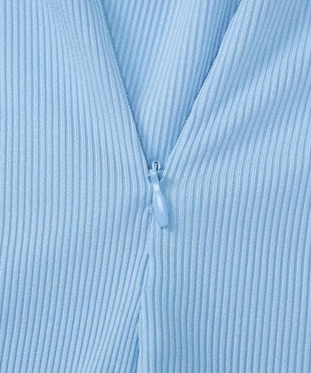 Cozy Chic Ribbed Mock Neck Jumpsuit - Women's Long Sleeve Zip-Up One-Piece for Effortless Fall Style