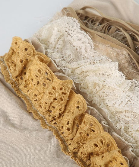 Fall Fringe Flair: Boho Layered Lace & Ruffle Tube Top for Women