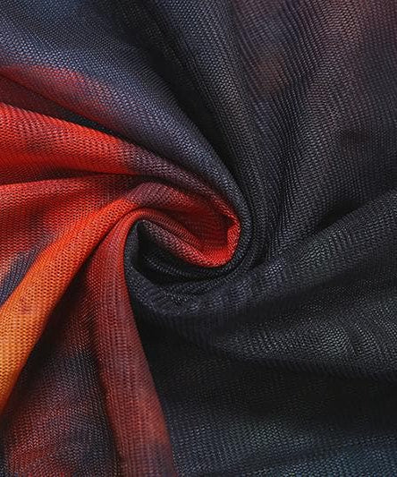 Vibrant Tie-Dye Mesh Maxi Dress – Cowl Neck Halter Backless for Fall Events & Escapes