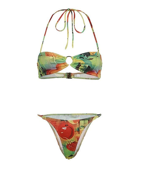 Juicy Fruit Print O-Ring Halter Bikini - Your Must-Have Tropical Vacation Swimwear
