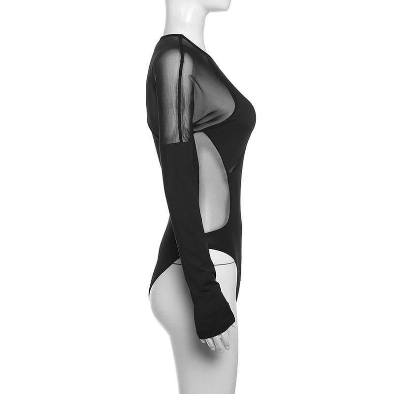 Edgy Mesh Illusion Bodysuit - Your Statement Piece for Fall & Halloween Nights
