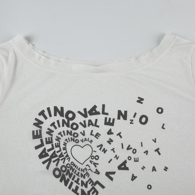 Y2K Coquette Sheer Knit Top - Off-Shoulder Graphic Long Sleeve for Fall