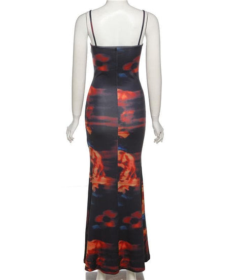 Stunning Fall Bloom Cowl Neck Maxi Dress for Women - Chic Bodycon Evening Wear