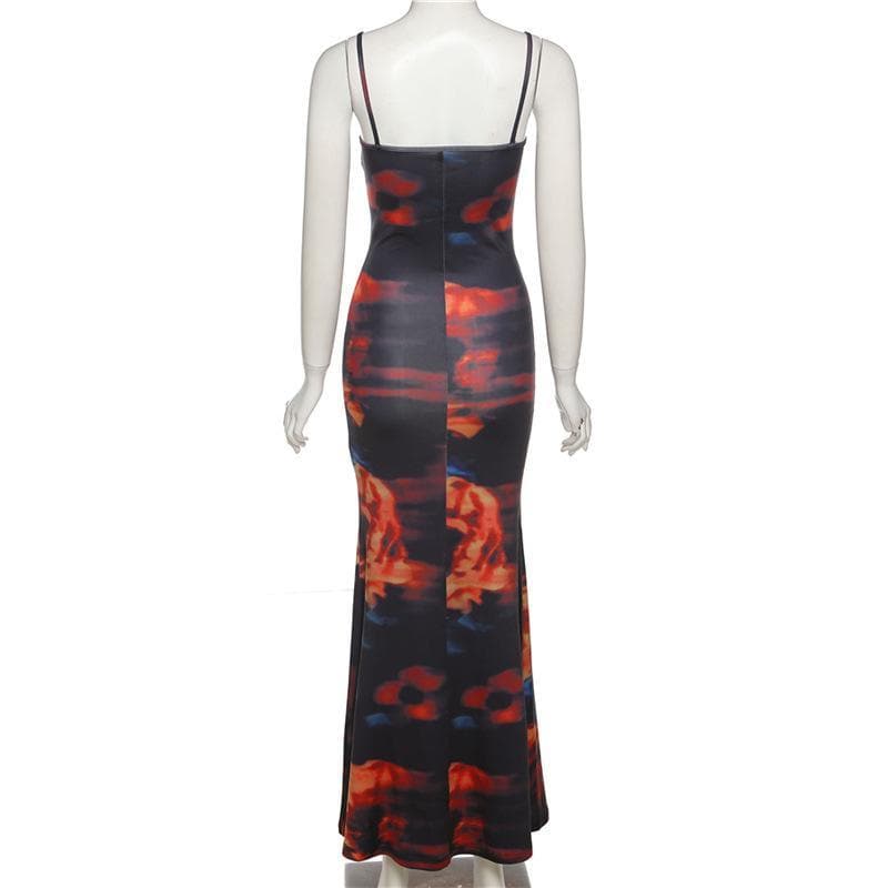Stunning Fall Bloom Cowl Neck Maxi Dress for Women - Chic Bodycon Evening Wear