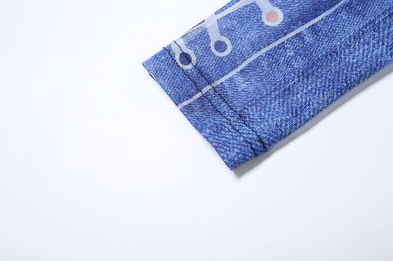 Slay the Season: Edgy Denim Illusion Ribcage Crop Top & Lace-Up Cutout Leggings Set – Fall Night Out & Halloween Ready