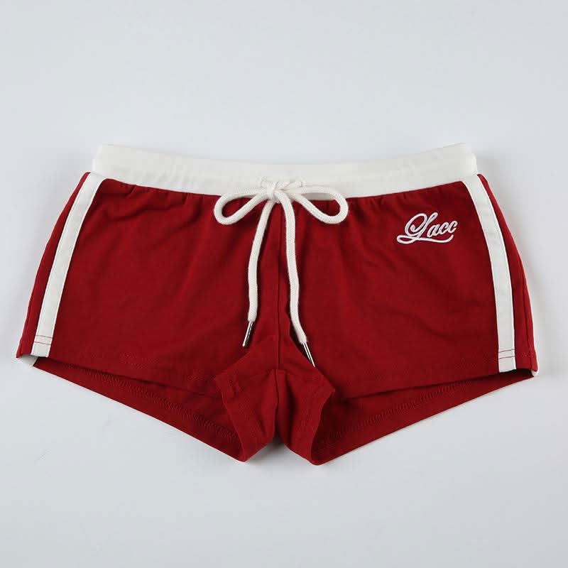 Cozy Chic: Women's Embroidered Red Cami & Shorts Lounge Set