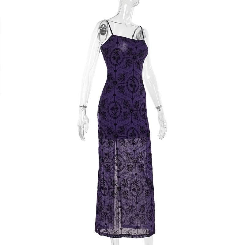 Bewitching Purple Gothic Mesh Maxi Dress - Slay Halloween & Fall with this Mermaid Statement Gown