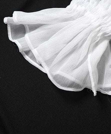 Romantic Sheer Off-Shoulder Blouse - Ethereal Ruffle Sleeve Top for Fall Evenings