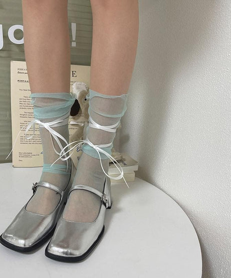 Elegant Sheer Ribbon Wrap Socks - Your Must-Have for Fall & Holiday Style