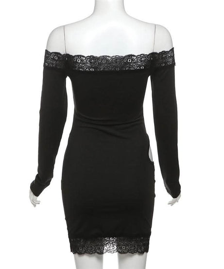 Slay the Night: Black Lace Off-Shoulder Cutout Mini Dress - Fall & Party Ready!